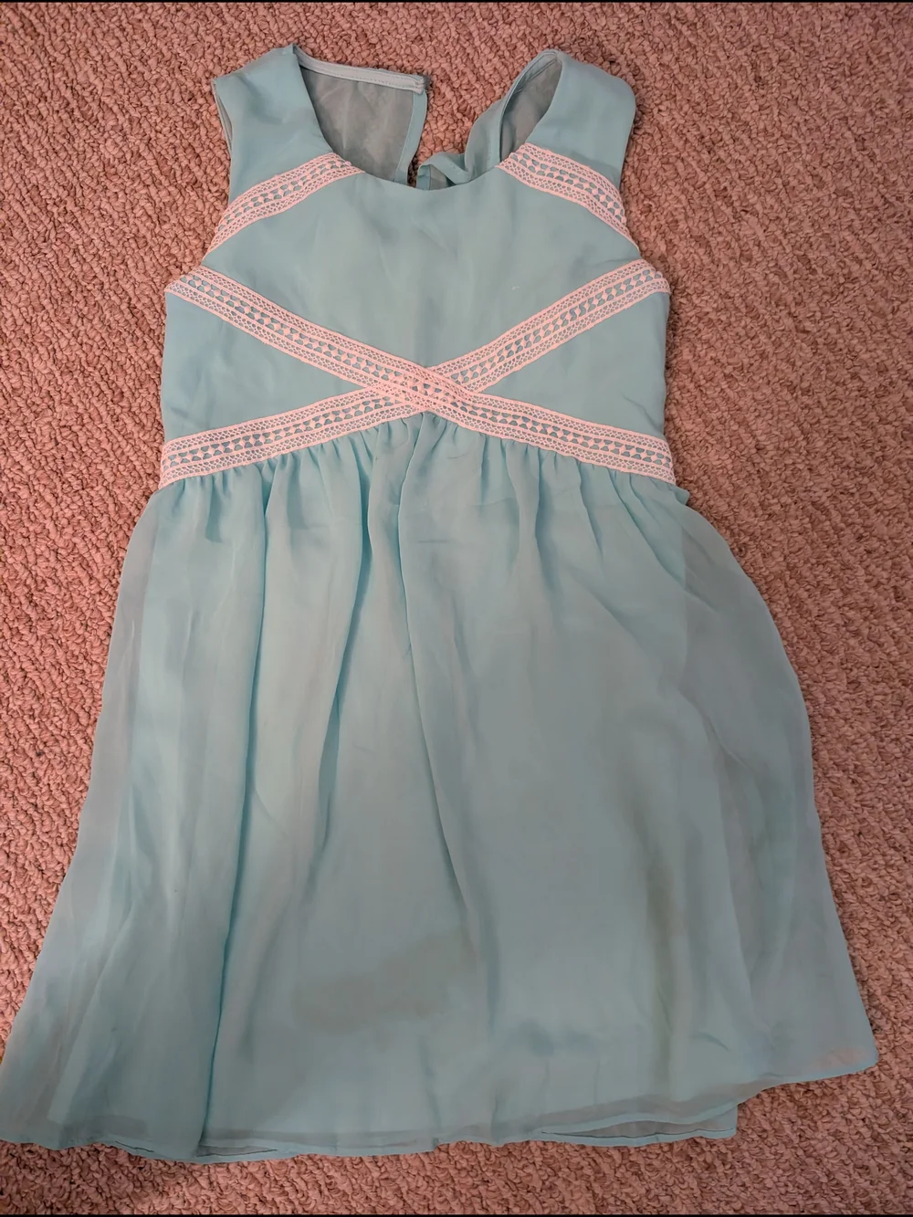 Girl's Light Blue Chiffon Party Dress with Lace Accents